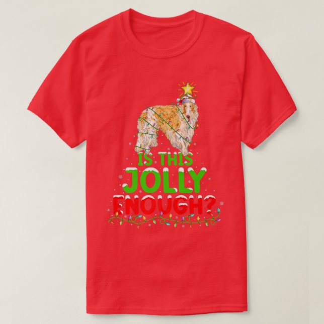 Xmas Lighting Is This Jolly Enough Borzoi Christma T-Shirt (Design Front)