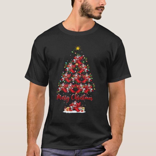 Xmas Lighting Matching Santa Aeroplane Christmas T T-Shirt (Front)