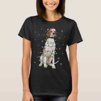 Xmas Lighting Matching Santa Hat English Pointer C T-Shirt