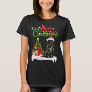 Xmas Lighting Matching Santa Portuguese Water Dog T-Shirt