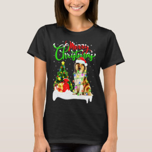Xmas Lighting Matching Santa Rough Collie Dog Chri T-Shirt