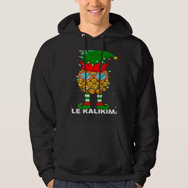 Xmas Lighting Mele Kalikimaka Pineapple Elf Christ Hoodie (Front)