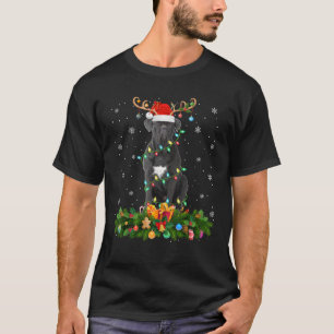 Xmas Lighting Reindeer Santa Hat Cane Corso Dog Ch T-Shirt