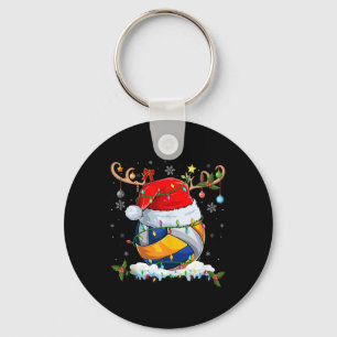 Xmas Lighting Reindeer Santa Hat Volleyball Christ Key Ring