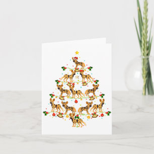 Xmas Lighting Santa African Wild Dog Christmas Tre Card