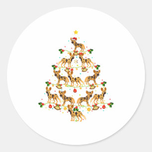 Xmas Lighting Santa African Wild Dog Christmas Tre Classic Round Sticker