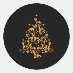 Xmas Lighting Santa African Wild Dog Christmas Tre Classic Round Sticker