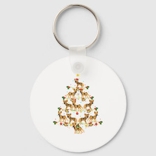 Xmas Lighting Santa African Wild Dog Christmas Tre Key Ring