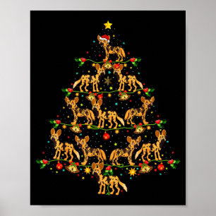 Xmas Lighting Santa African Wild Dog Christmas Tre Poster