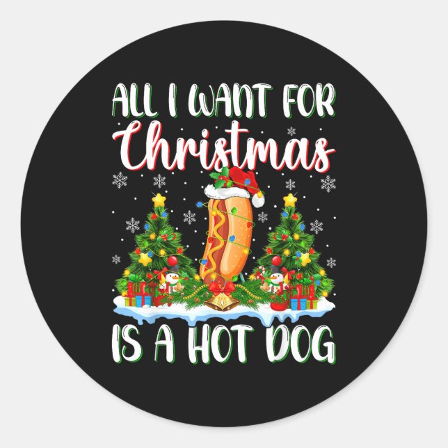 Xmas Lighting Santa All I Want For Christmas Is A  Classic Round Sticker (Front)