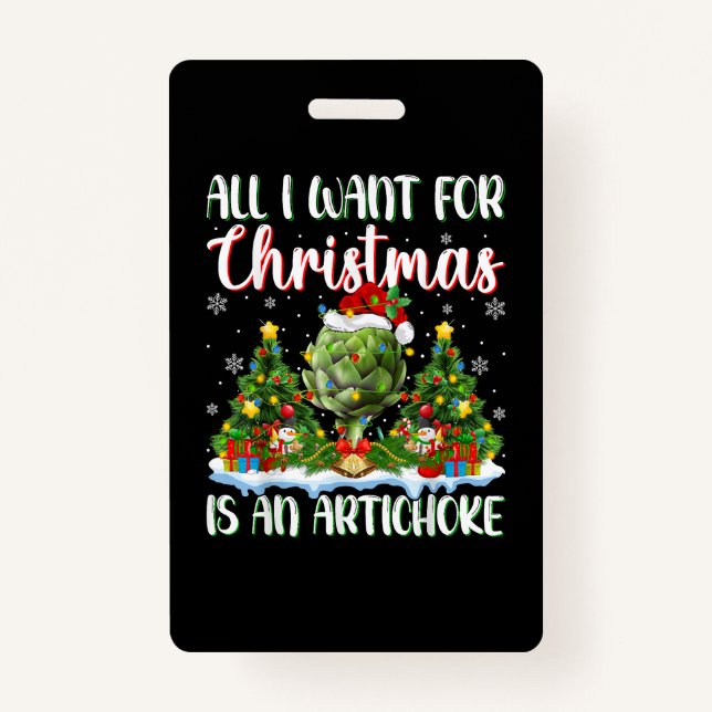 Xmas Lighting Santa All I Want For Christmas Is A  ID Badge (Front)