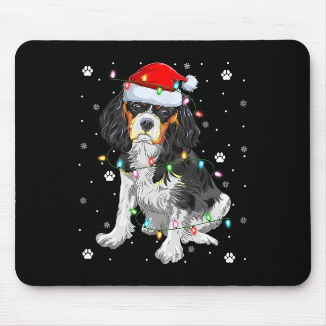 Xmas Lighting Santa Cavalier King Charles Spaniel  Mouse Mat (Front)