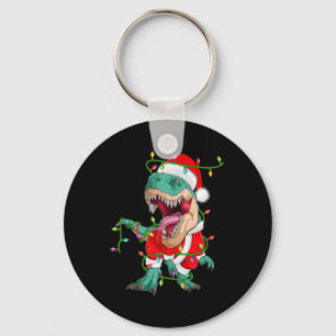 Xmas Lighting Santa Costume Dinosaur T-rex Christm Key Ring