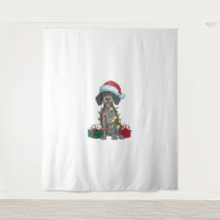 Xmas Lighting Santa German Wirehaired Pointer Dog 
