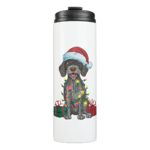 Xmas Lighting Santa German Wirehaired Pointer Dog Thermal Tumbler
