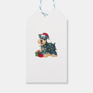 Xmas Lighting Santa Giant Schnauzer Dog Christmas  Gift Tags