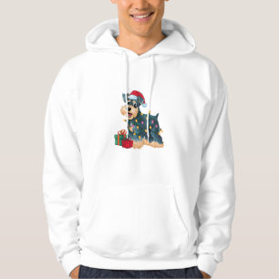 Xmas Lighting Santa Giant Schnauzer Dog Christmas Hoodie