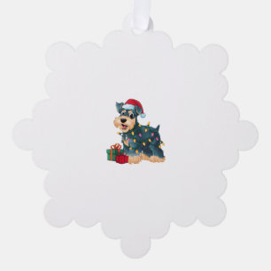 Xmas Lighting Santa Giant Schnauzer Dog Christmas  Tree Decoration Card