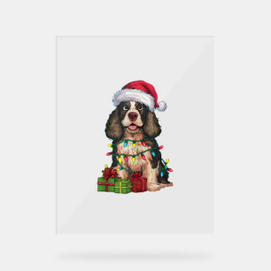 Xmas Lighting Santa Hat Alaskan Malamute Dog Chris Acrylic Sign