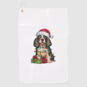 Xmas Lighting Santa Hat Alaskan Malamute Dog Chris Golf Towel