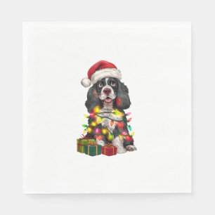 Xmas Lighting Santa Hat Alaskan Malamute Dog Chris Napkin
