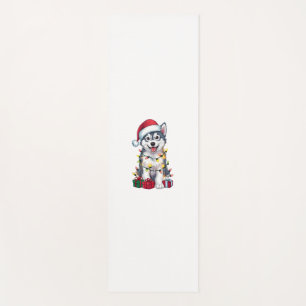 Xmas Lighting Santa Hat Alaskan Malamute Dog Chris Yoga Mat