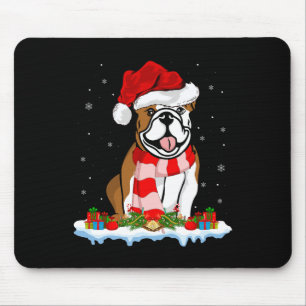Xmas Lighting Santa Hat American Bulldog Christmas Mouse Mat