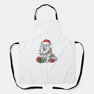 Xmas Lighting Santa Hat American Eskimo Dog Christ Apron
