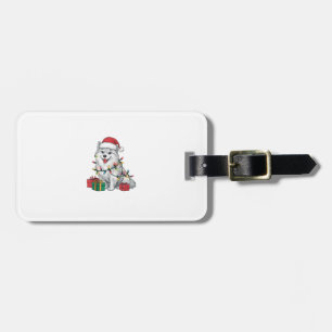 Xmas Lighting Santa Hat American Eskimo Dog Christ Luggage Tag
