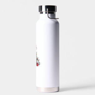 Xmas Lighting Santa Hat American Eskimo Dog Christ Water Bottle