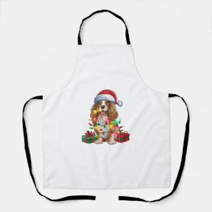 Xmas Lighting Santa Hat American Water Spaniel Dog Apron