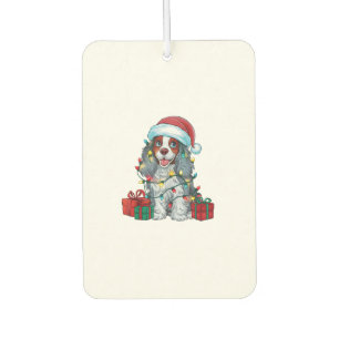 Xmas Lighting Santa Hat American Water Spaniel Dog Car Air Freshener