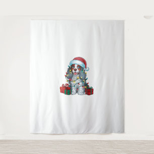 Xmas Lighting Santa Hat American Water Spaniel Dog Tapestry