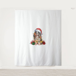 Xmas Lighting Santa Hat American Water Spaniel Dog Tapestry