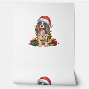 Xmas Lighting Santa Hat American Water Spaniel Dog Wallpaper
