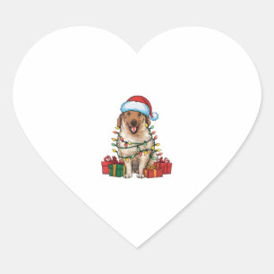 Xmas Lighting Santa Hat Anatolian Shepherd Dog Chr Heart Sticker