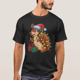 Xmas Lighting Santa Hat Armadillo Christmas  T-Shirt