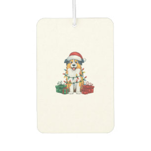 Xmas Lighting Santa Hat Australian Shepherd Dog Ch Car Air Freshener