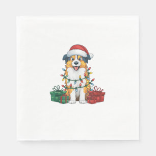 Xmas Lighting Santa Hat Australian Shepherd Dog Ch Napkin