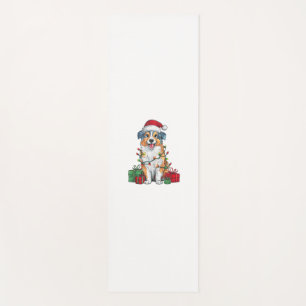 Xmas Lighting Santa Hat Australian Shepherd Dog Ch Yoga Mat