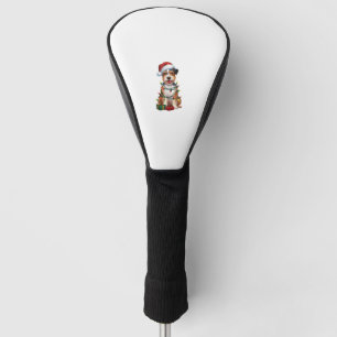 Xmas Lighting Santa Hat Australian Terrier Dog Chr Golf Head Cover