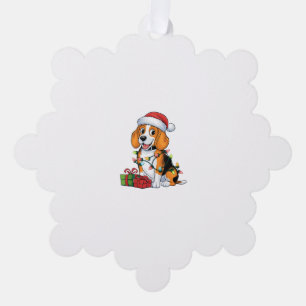Xmas Lighting Santa Hat Beagle Dog Christmas Tree Decoration Card