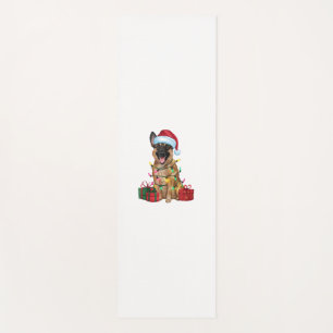 Xmas Lighting Santa Hat Belgian Malinois Dog Chris Yoga Mat