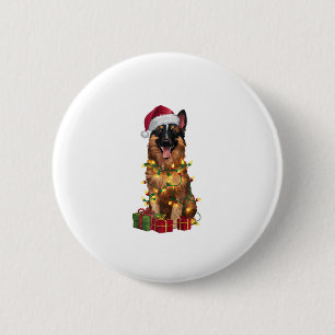 Xmas Lighting Santa Hat Belgian Tervuren Dog Chris 6 Cm Round Badge
