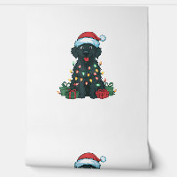Xmas Lighting Santa Hat Black Golden Retriever Dog