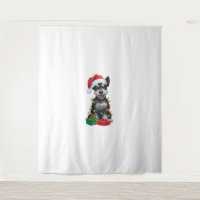 Xmas Lighting Santa Hat Black Russian Terrier Dog 