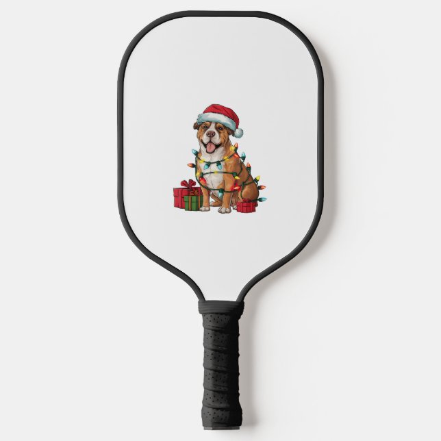 Xmas Lighting Santa Hat Boerboel Dog Christmas  Pickleball Paddle (Front)