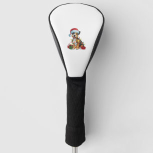 Xmas Lighting Santa Hat Border Terrier Dog Christm Golf Head Cover