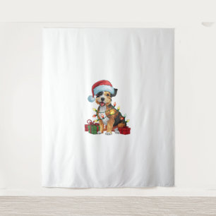 Xmas Lighting Santa Hat Border Terrier Dog Christm Tapestry