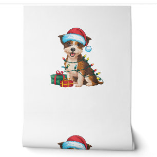 Xmas Lighting Santa Hat Border Terrier Dog Christm Wallpaper